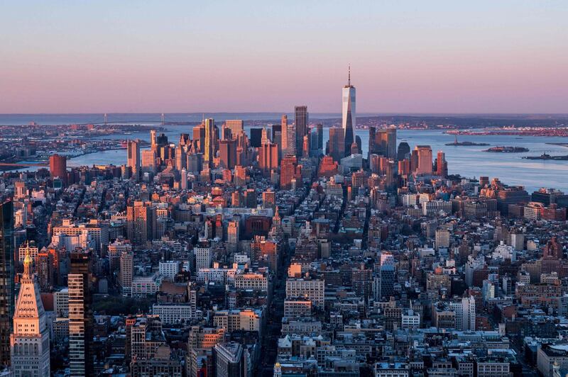 New York city's Manhattan skyline at sunrise.  AFP