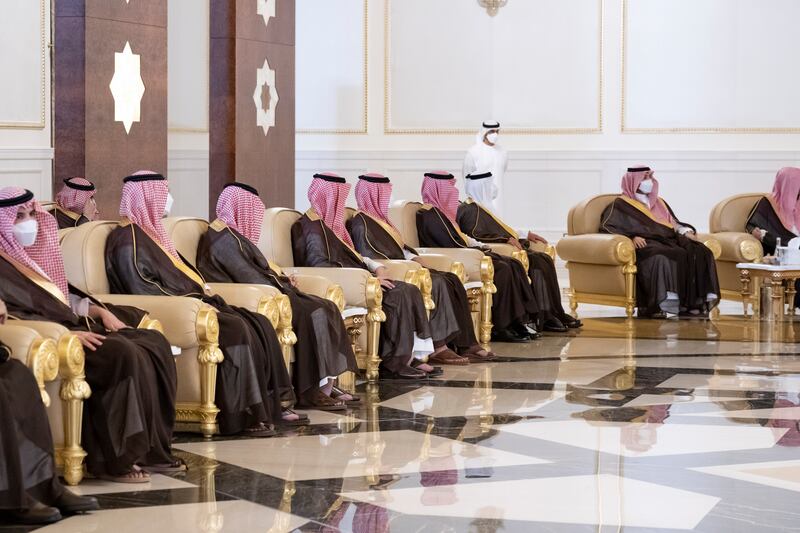 The Saudi delegation pay their respects to Sheikh Khalifa.