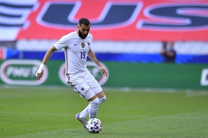 PARIS, FRANCE - JUNE 08: Karim Benzama of France runs with the ball during the international friendly match between France and Bulgaria at Stade de France on June 08, 2021 in Paris, France. (Photo by Aurelien Meunier/Getty Images)