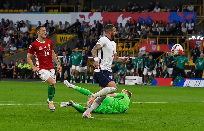 Hungary's Daniel Gazdag scores their fourth goal. Reuters