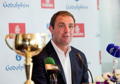 DUBAI, UNITED ARAB EMIRATES - Goldolphin trainerCharlie Appleby who saddled the Melbourne Cup winner Cross Counter at his press conference at Emirates Tower, Dubai.  Leslie Pableo for The National for Amith Pasella���s story