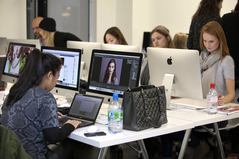 Students working during a visual communication class at the Conde Nast College of Fashion and Design, in London on November 11, 2013.  Randi Sokoloff for The National