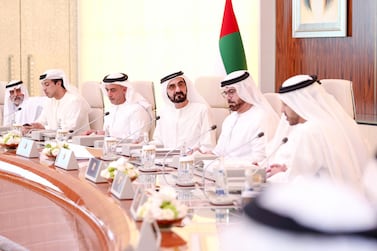 The UAE Cabinet, chaired by Sheikh Mohammed bin Rashid. Wam