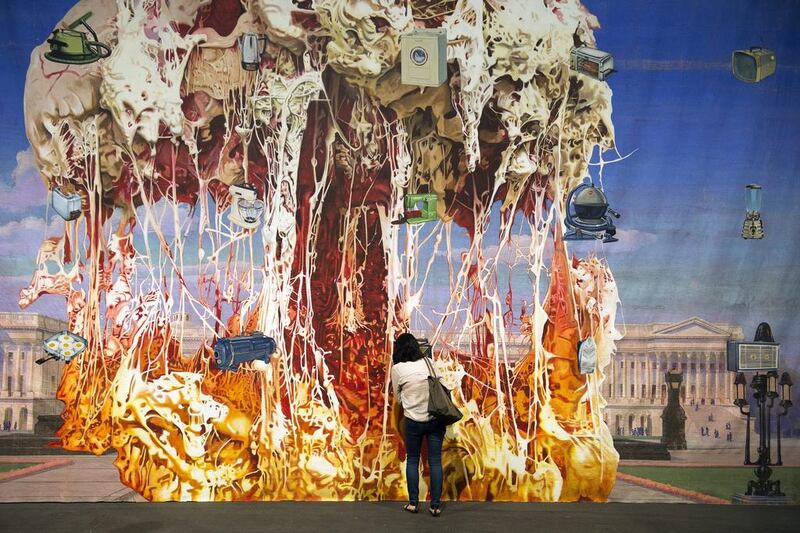 The art installation Capitol Viscera Applicances mural (2011) by US artist Jim Shaw, represented by the galleries Blum and Poe (Los Angeles), Simon Lee (London) and Metro Pictures (New York), is on display. Georgios Kefalas / EPA