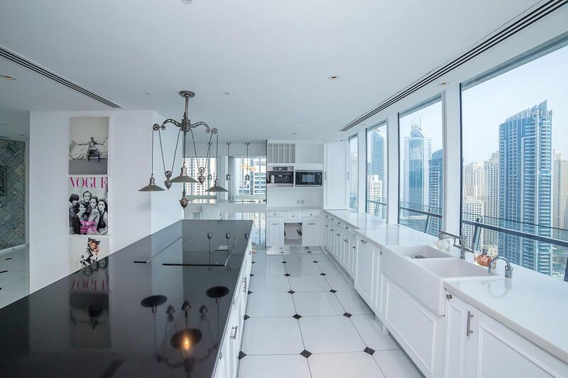 The kitchen has Dubai Marina views. Courtesy Allsopp & Allsopp