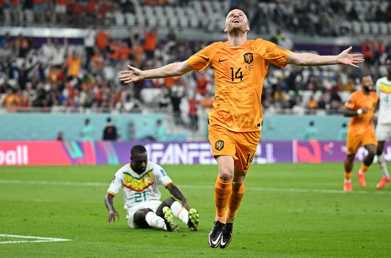 Davy Klaassen of the Netherlands celebrates after scoring their second. Getty 