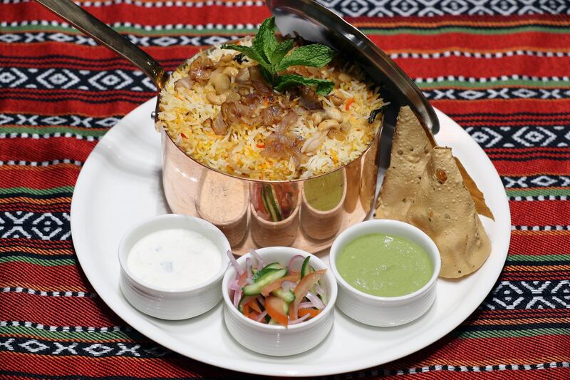 Dubai, United Arab Emirates - May 09, 2019: Iftar Signature Dish. Prawn Biryani from Courtyard by Marriott. Thursday the 9th of May 2019. Al Barsha, Dubai. Chris Whiteoak / The National

Chefs description:ÊIt is a mixed rice dish with its origins among the Muslims, dating back to the Indian Mughals. This dish is especially popular throughout the Indian subcontinent. It is usually made with Indian spices, rice, meat, vegetables or eggs.