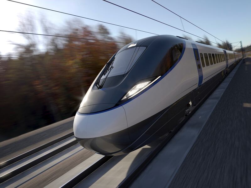 An artist's impression of an early visualisation of an HS2 train. PA