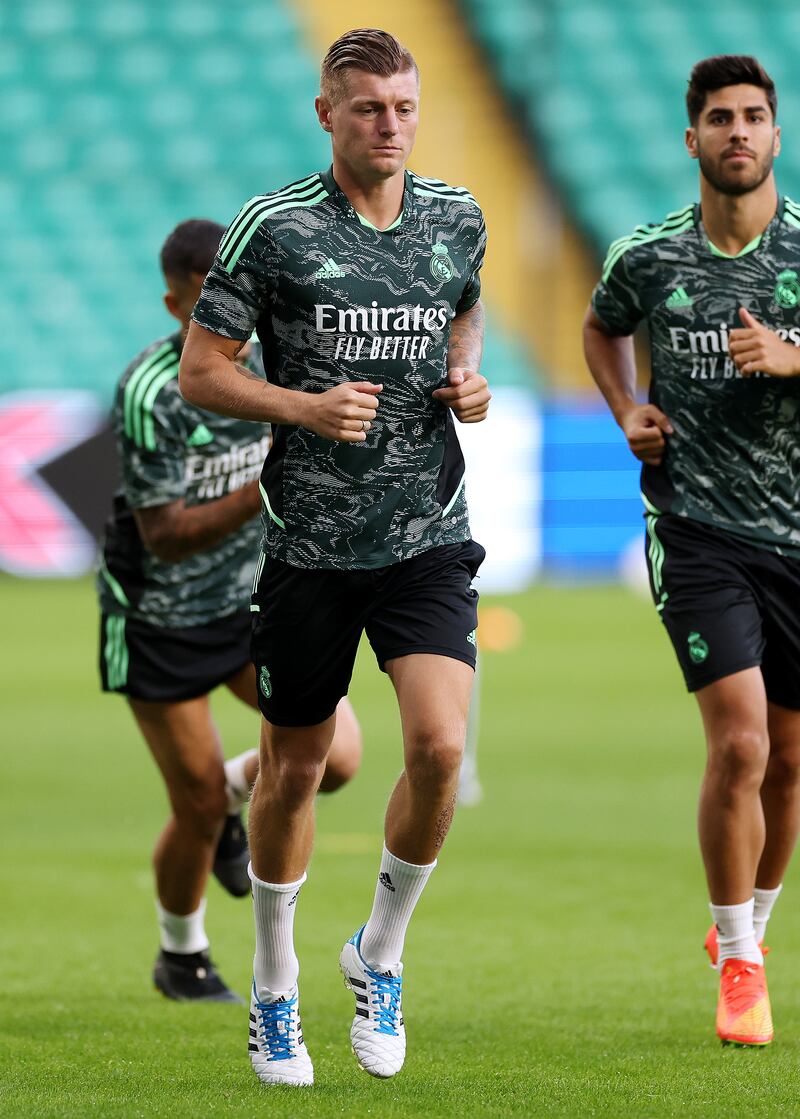 Toni Kroos trains ahead of Real Madrid's Champions League match against Celtic. Getty