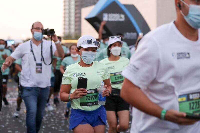 Runners take part in the 10km run at the Abu Dhabi Marathon.