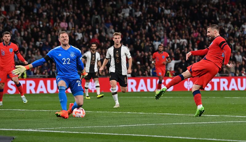 GERMANY RATINGS: Marc-Andre ter Stegen 8: Barca keeper continued in goal with Neuer out with Covid and made excellent one-handed save from Sterling in first half. Produced another fine stop to turn Saka wide in last minute. Got leg to Shaw’s shot that crept over line. AFP