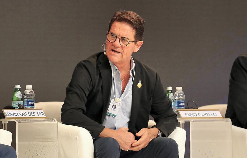 DUBAI, UNITED ARAB EMIRATES, Dec 28 – 2019 :- Fabio Capello, Former England National Team Coach speaking during the 14th Dubai International Sports Conference held at Madinat Jumeirah in Dubai. ( Pawan Singh / The National ) For Sports. Story by John