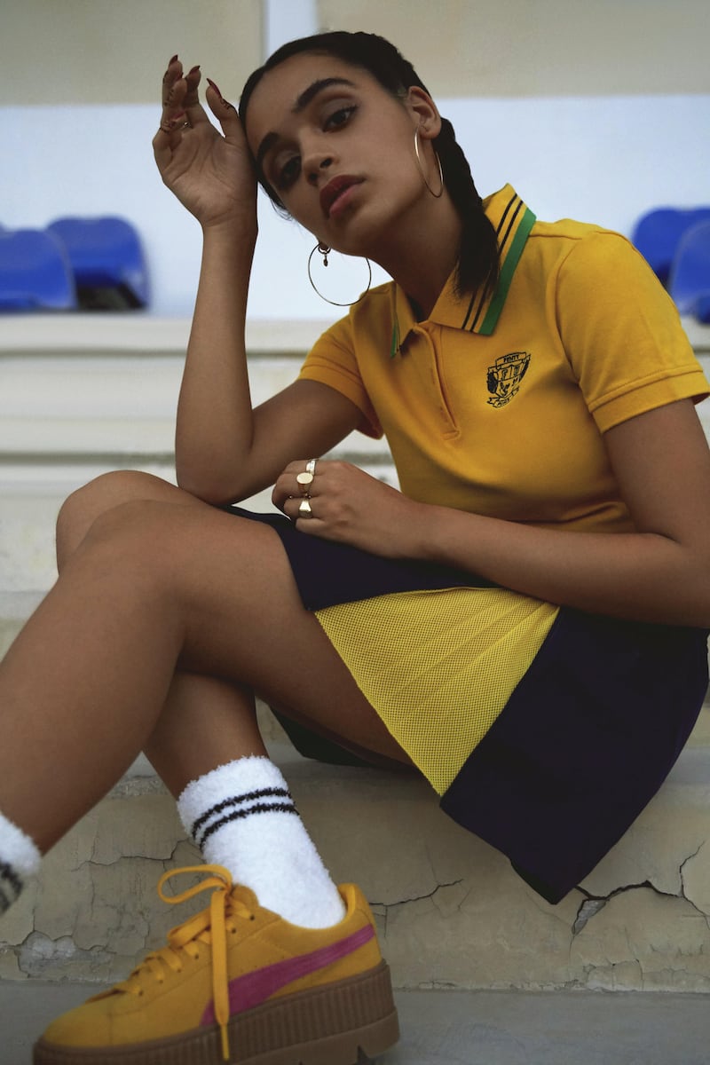 A Fenty by Puma polo top. The brand's clothing line was first launched in 2016.