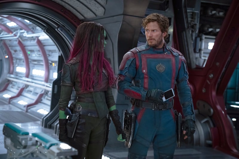 From left, Zoe Saldana as Gamora and Chris Pratt as Peter Quill. All photos: AP unless otherwise stated