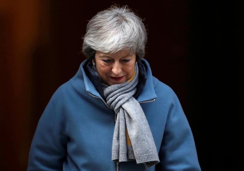 FILE PHOTO: Britain's Prime Minister Theresa May is seen outside Downing Street in London, Britain March 14, 2019. REUTERS/Peter Nicholls/File Photo