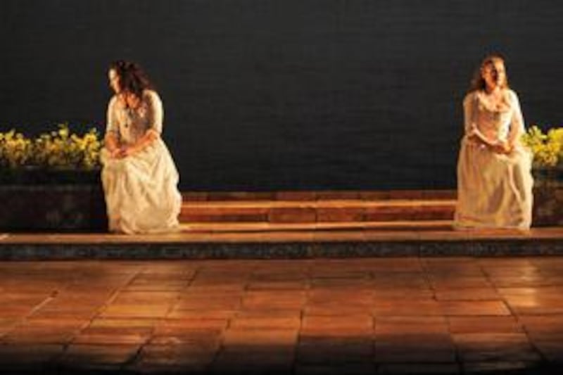 Fiona Murphy as Korabella and Susan Gritton as Fiordiligl in the Kiarostami-directed version of Mozart's Cosi fan Tutte.