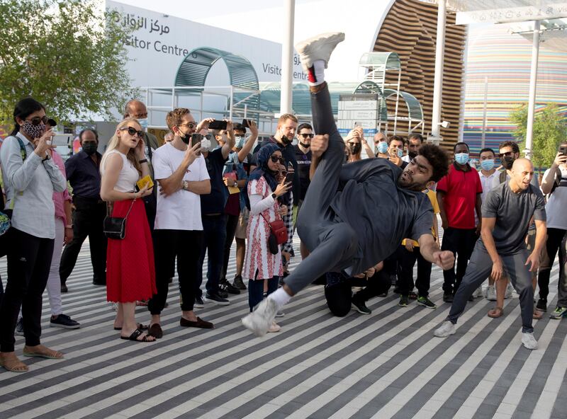 Street dancers entertain the crowd. Photo: Expo 2020 Dubai