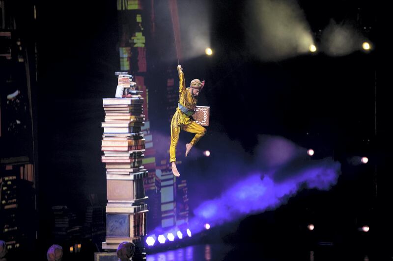 Sharjah, April, 23, 2019:  1001 Nights The Last Chapter artists perform at the opening ceremony of Sharjah as UNESCO World Book Capital 2019 at the Al Majaz Amphitheatre  in Sharjah. Satish Kumar/ For the National / 