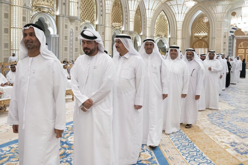 ABU DHABI, UNITED ARAB EMIRATES - May 08, 2019: Guests attend an Iftar reception at Qasr Al Watan.


( Mohamed Al Hammadi / Ministry of Presidential Affairs )
---