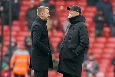 Chelsea manager Graham Potter and Liverpool manager Jurgen Klopp ahead of the Premier League match at Anfield, Liverpool. Picture date: Saturday January 21, 2023.