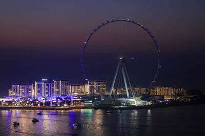 A view Ain Dubai (Dubai Eye) ferris wheel after the installation of all 48 pods, in the Gulf city of Dubai, on November 12, 2020.  / AFP / GIUSEPPE CACACE
