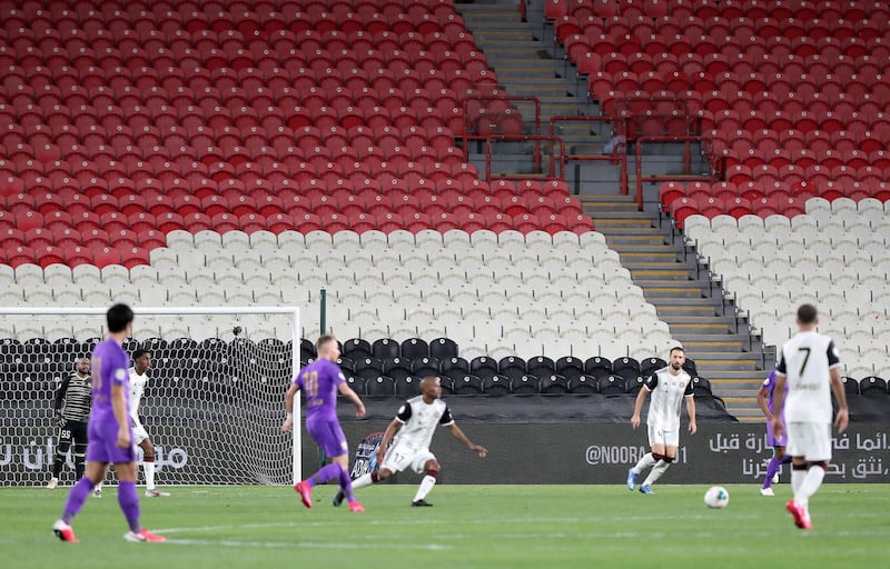 ABU DHABI, UNITED ARAB EMIRATES , March 14  – 2020 :-  Arabian Gulf League football match between Al Jazira v Al Ain held without spectators at Mohamed bin Zayed Stadium in Abu Dhabi. (Pawan Singh / The National) For Sports. Story by John