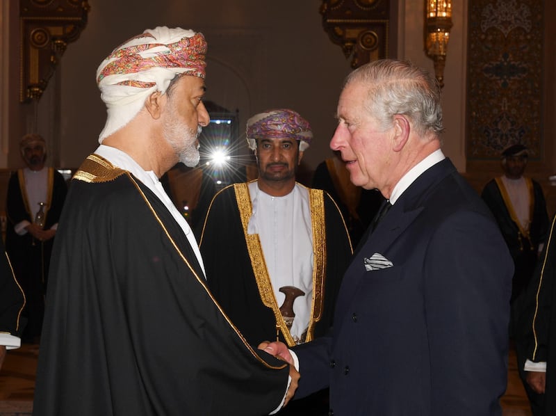 Prince Charles, Crown Prince of Britain, offers condolences to His Majesty Sultan Haitham bin Tariq Al Said, Sultan of Oman.  EPA