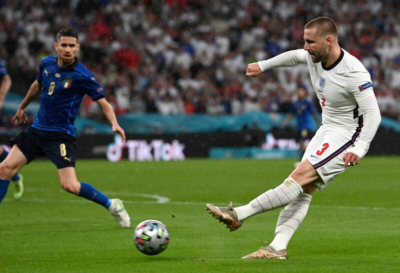 Luke Shaw scores for England.