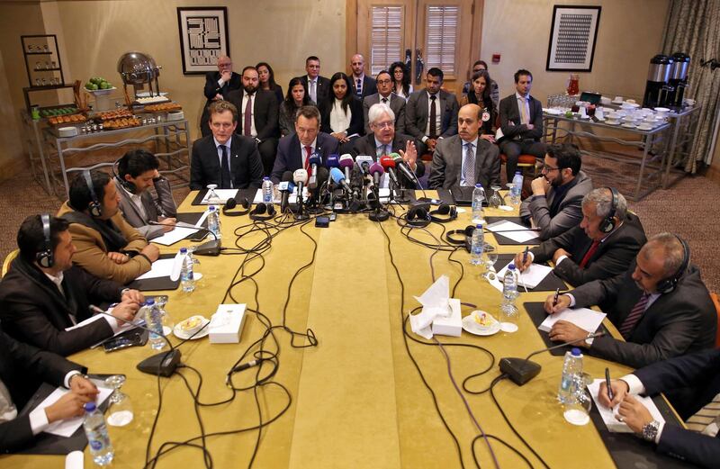 United Nations Special Envoy to Yemen Martin Griffiths  and International Red Cross President Peter Maurer attend a new round of talks by Yemen's warring parties in Amman.  AFP