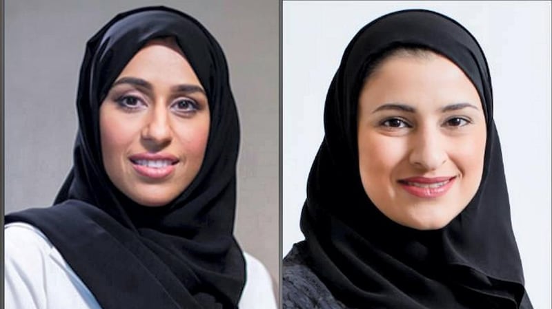 As Hessa Buhumaid (left) and Sara Al Amiri (right). There are more female decision makers in the UAE government than in India.
