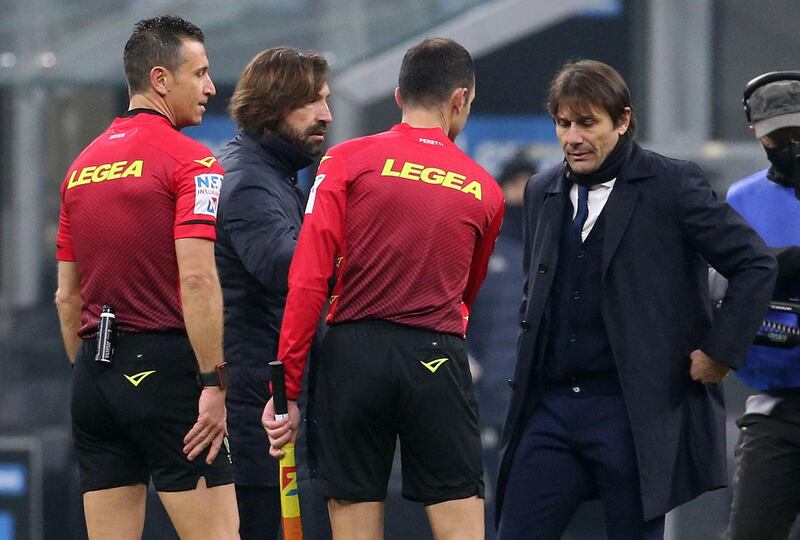 Juventus' head coach Andrea Pirlo and Inter's coach Antonio Conte. EPA