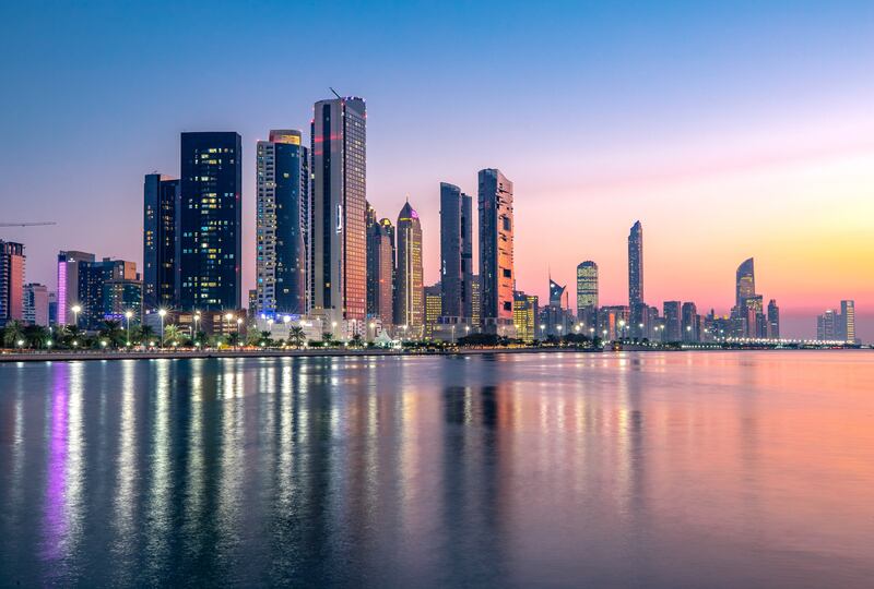 Sunset at the Corniche in Abu Dhabi. Victor Besa / The National