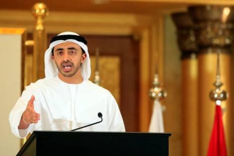 December 7, 2010 / Abu Dhabi / (Rich-Joseph Facun / The National) Sheikh Abdullah Bin Zayed (CQ), UAE Foreign Minister, during a press conference after the closing day of the GCC Summit, Tuesday, December 7, 2010 in Abu Dhabi. 