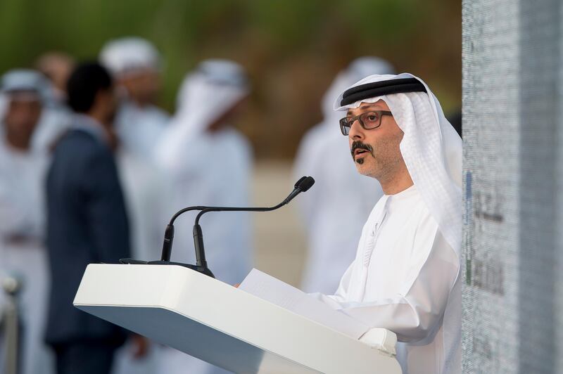 ABU DHABI, UNITED ARAB EMIRATES - December 03, 2015: HE Waleed Al Mokarrab Al Muhairi, Deputy Group CEO and CEO of Emerging Sectors of Mubadala, gives a speech during the opening ceremony of the Cleveland Clinic Abu Dhabi. 

( Rashed Al Mansoori / Crown Prince Court - Abu Dhabi )
--- *** Local Caption ***  20151203RMC01_6398.JPG