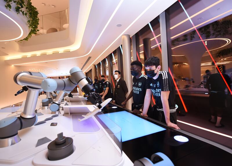 Others experimented with aircraft materials at the pavilion’s Future Labs exhibit. Photo: Emirates