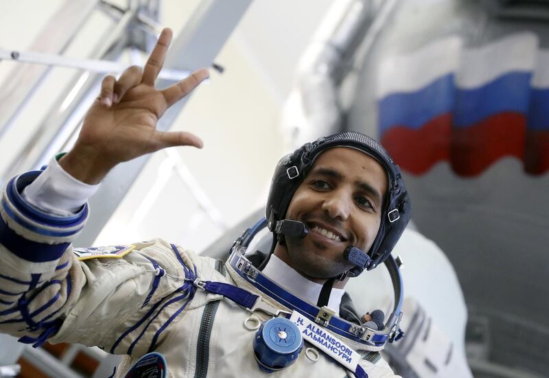 Hazza Al Mansouri is being put through his paces in Moscow ahead of his journey to the International Space Station next month. EPA