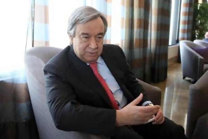 Antonio Guterres, the head of the United Nations High Commissioner for Refugees, wants to see the UAE’s humanitarian aid integrated with that of other international organisations. Fatima Al Marzooqi / The National