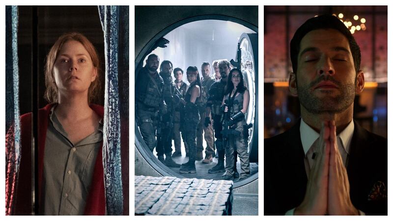 From left: 'The Woman in the Window', 'Army of the Dead' and 'Lucifer' season five part two are all coming to TV screens this month. Courtesy Netflix