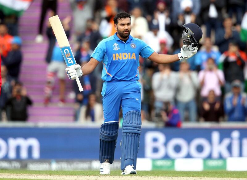 India's Rohit Sharma celebrates his century during the ICC Cricket World Cup group stage match at the Hampshire Bowl, Southampton. PRESS ASSOCIATION Photo. Picture date: Wednesday June 5, 2019. See PA story CRICKET South Africa. Photo credit should read: Adam Davy/PA Wire. RESTRICTIONS: Editorial use only. No commercial use. Still image use only.