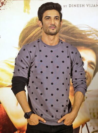 FILE- In this April 17, 2017 file photo, Bollywood actor Sushant Singh Rajput poses during the trailer launch of his film 'Raabta' which means contact in Urdu language, in Mumbai, India. Rajput was found dead at his Mumbai residence on Sunday, Press Trust of India and other media outlets reported. (AP Photo/Rafiq Maqbool, File)