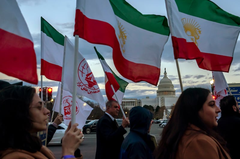 Protesters march past the US Capitol in Washington, in solidarity with protests in Iran. AP