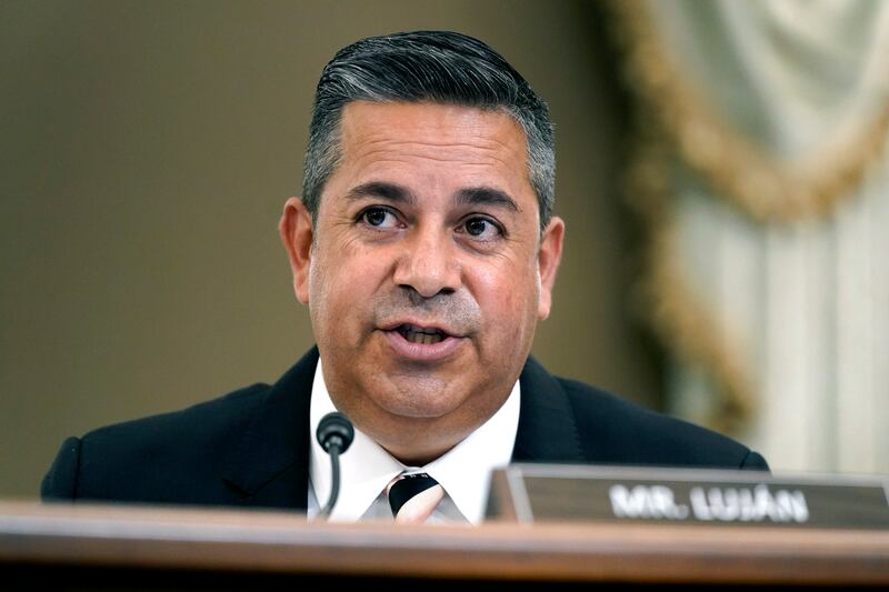 Ben Ray Lujan, a senator from New Mexico, speaks at a hearing on September 30, 2021, in Washington. AP