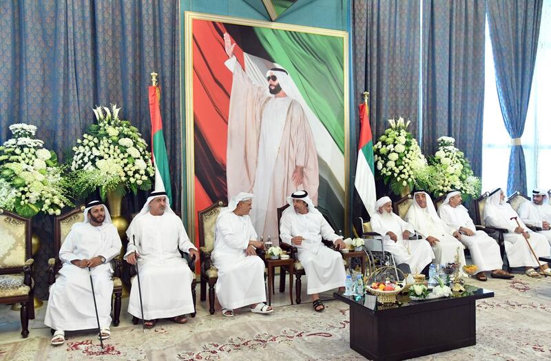 <p>Sheikh Saif bin Zayed, Deputy Prime Minister and Minister of Interior, Sheikh Hazza in Zayed,&nbsp;Deputy Chairman of Abu Dhabi Executive Council, and Sheikh Sultan bin Khalifa,&nbsp;Adviser to the UAE President, attend&nbsp;a wedding reception on Tuesday. Wam</p>
