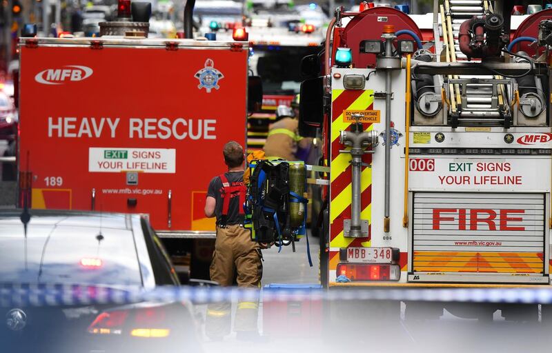 Emergency rescue personnel can be seen near the Bourke Street mall. AAP / Reuters