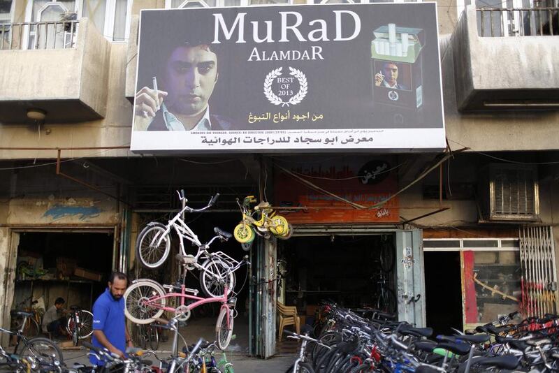 A bicycle shop is pictured in Sadr City in Baghdad.