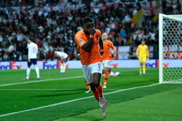 Netherlands' Quincy Promes celebrates after scoring his side's second goal in their 3-1 win over England in the Uefa Nations League semi-finals on Thursday. AP Photo