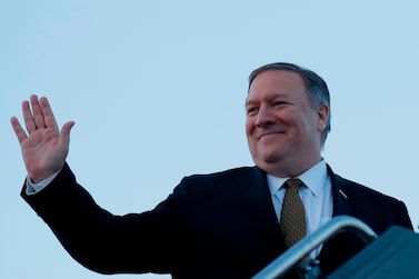 US Secretary of State Mike Pompeo boards a plane in Kansas City, Missouri, on March 18.  AFP 
