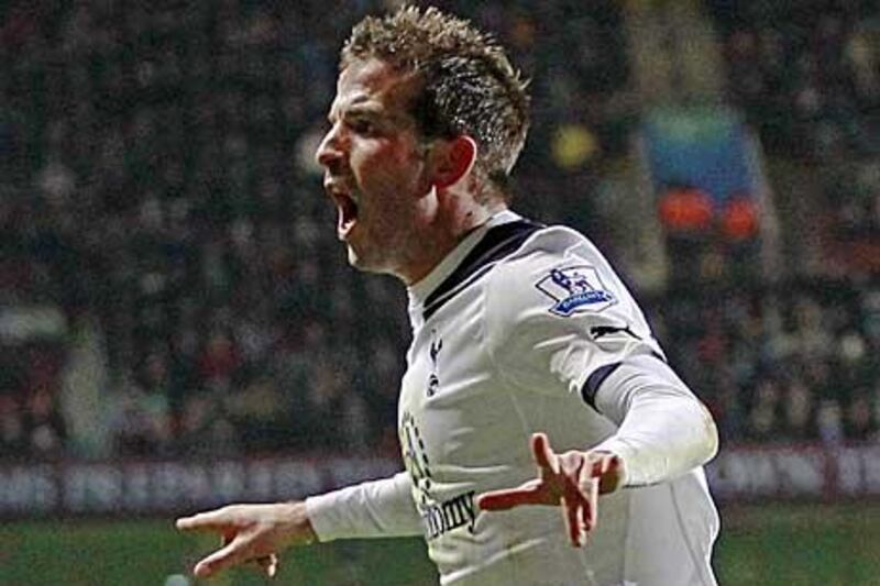 Rafael van der Vaart netted twice for Tottenham at Villa Park yesterday.