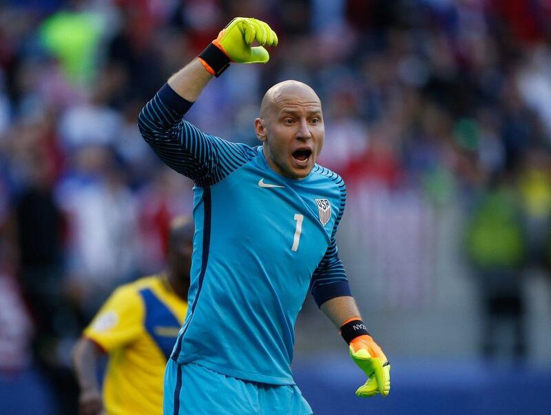 Goalkeeper Brad Guzan #1 of the United States defends against Ecuador during the 2016 Quarterfinal - Copa America Centenario match at CenturyLink Field on June 16, 2016 in Seattle, Washington. Otto Greule Jr/Getty Images/AFP