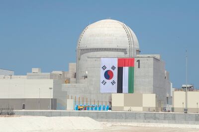 AL DHAFRA, ABU DHABI, UNITED ARAB EMIRATES - March 26, 2018: A general view of Unit One during Construction Completion Celebration at Barakah Nuclear Energy Plant. 

( Abdullah Al Junaibi )
---